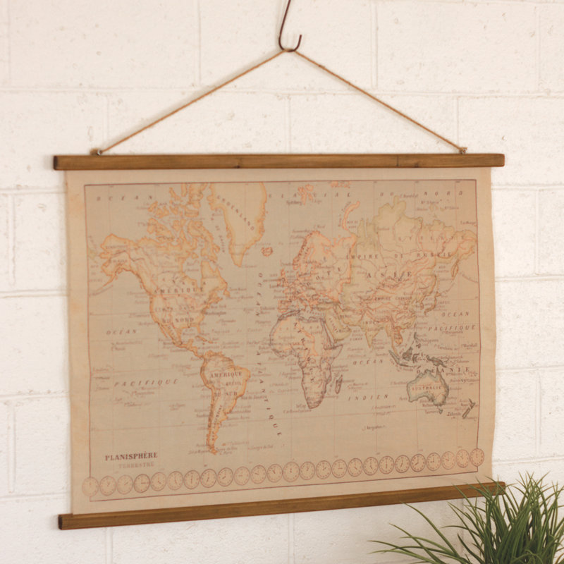 Hanging World Map World Map Gray